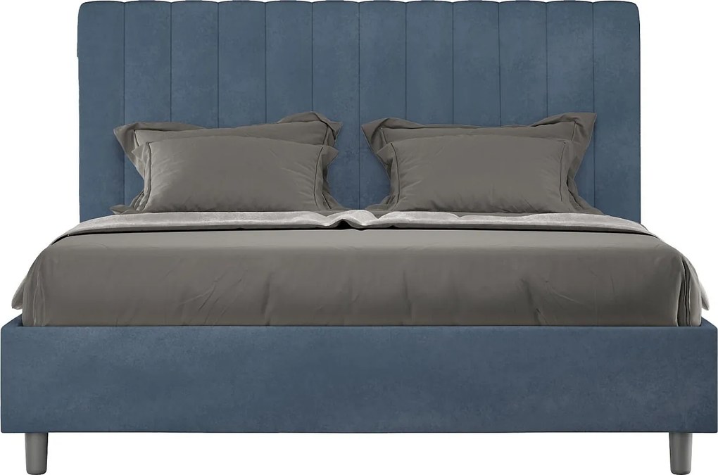 Łóżko bez stelaża tapicerowane 160x190 microfibra Niebieski Agueda