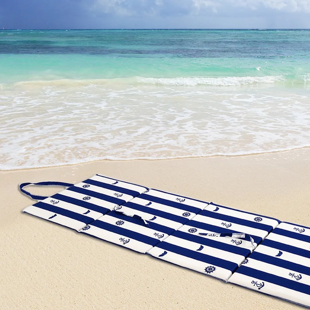 Leżak plażowy PASEK A KOTWICA 137x49 cm, niebiesko-biały