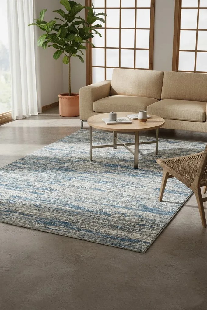 Szaro-niebieski dywan w nowoczesny wzór R5-F84