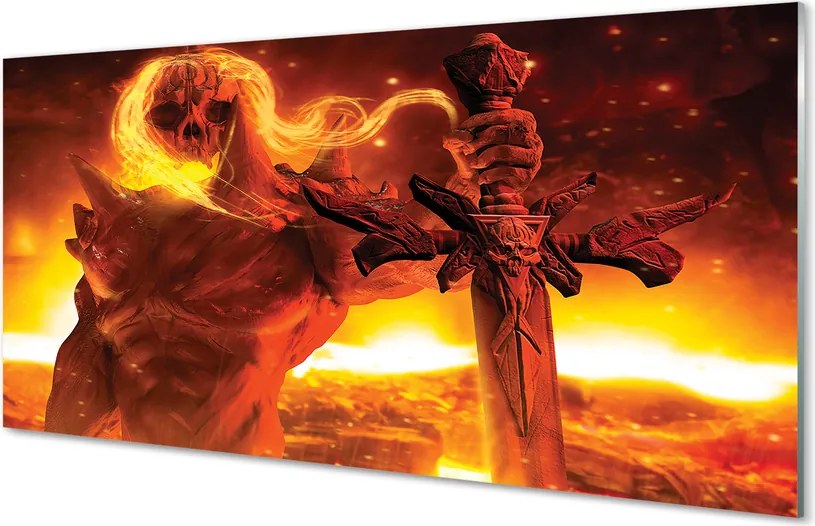 Szkło do Kuchni na Ścianę Tajemnicza Postać z Mieczem