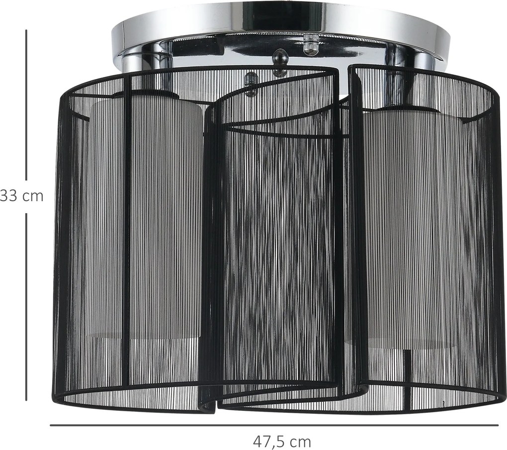 HOMCOM Lampa sufitowa vintage 2 oprawki E27 lampa sufitowa 40 W czarna