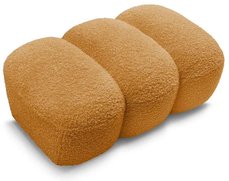 Musztardowy podnóżek z materiału bouclé Hippolyte – Bobochic Paris