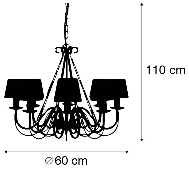Kryształowy żyrandol 60 cm w kolorze kremowym z abażurami w kolorze taupe - Giuseppe 8 klasyczny/Antyczny Oswietlenie wewnetrzne