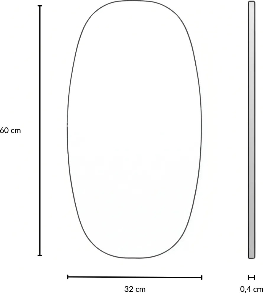 Owalne lustro wiszące OVYN, 60 x 32 cm