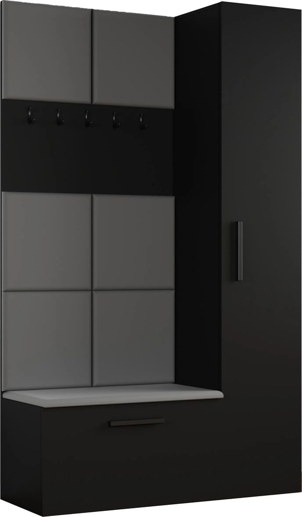 Masseno Garderoba MODULO 120,6/204/40 cm do Przedpokoju Nowoczesna Czarna