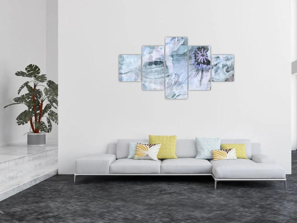 Obraz - Kwiatowy fresk na ceglanej ścianie (125x70 cm)