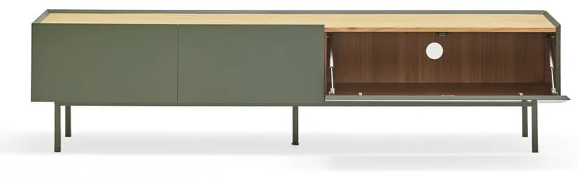 Zielono-naturalna szafka pod TV w dekorze dębu 180x45 cm Arista – Teulat