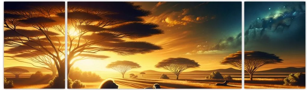 Obraz - Odpoczywające lwy (170x50 cm)