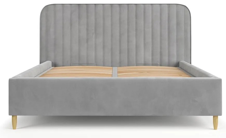 Szare tapicerowane łóżko jednoosobowe ze schowkiem ze stelażem 120x200 cm Noto – Maison de Rêve