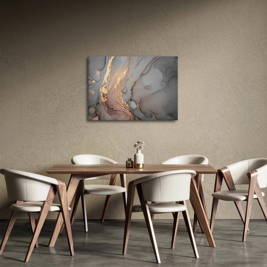 Obraz - Szaro - złoty marmur (70x50 cm)