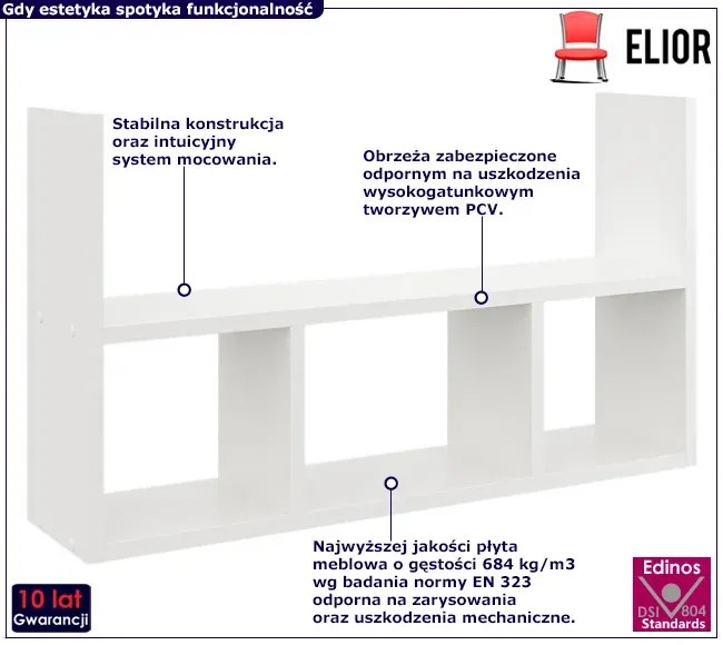 Biała Skandynawska Półka Wisząca H5-E77