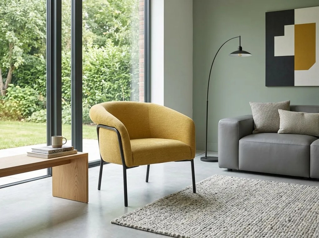 Designowy fotel CLOVER BREGO, musztardowy