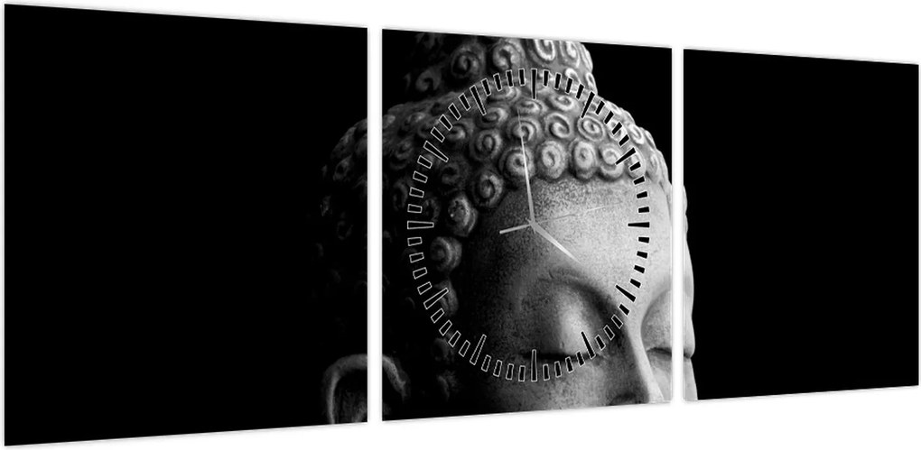 Obraz - Budda, portret (z zegarem) (90x30 cm)