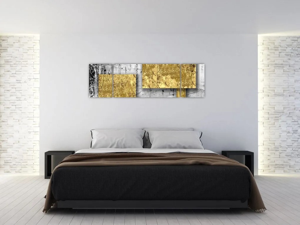 Obraz - Złote kwadraty N⁰3 (170x50 cm)