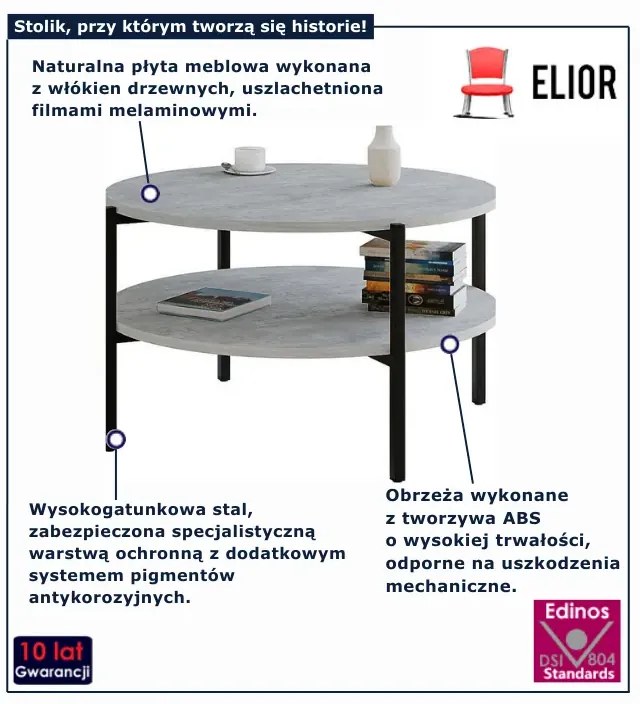 Okrągły stolik kawowy beton D3-N64