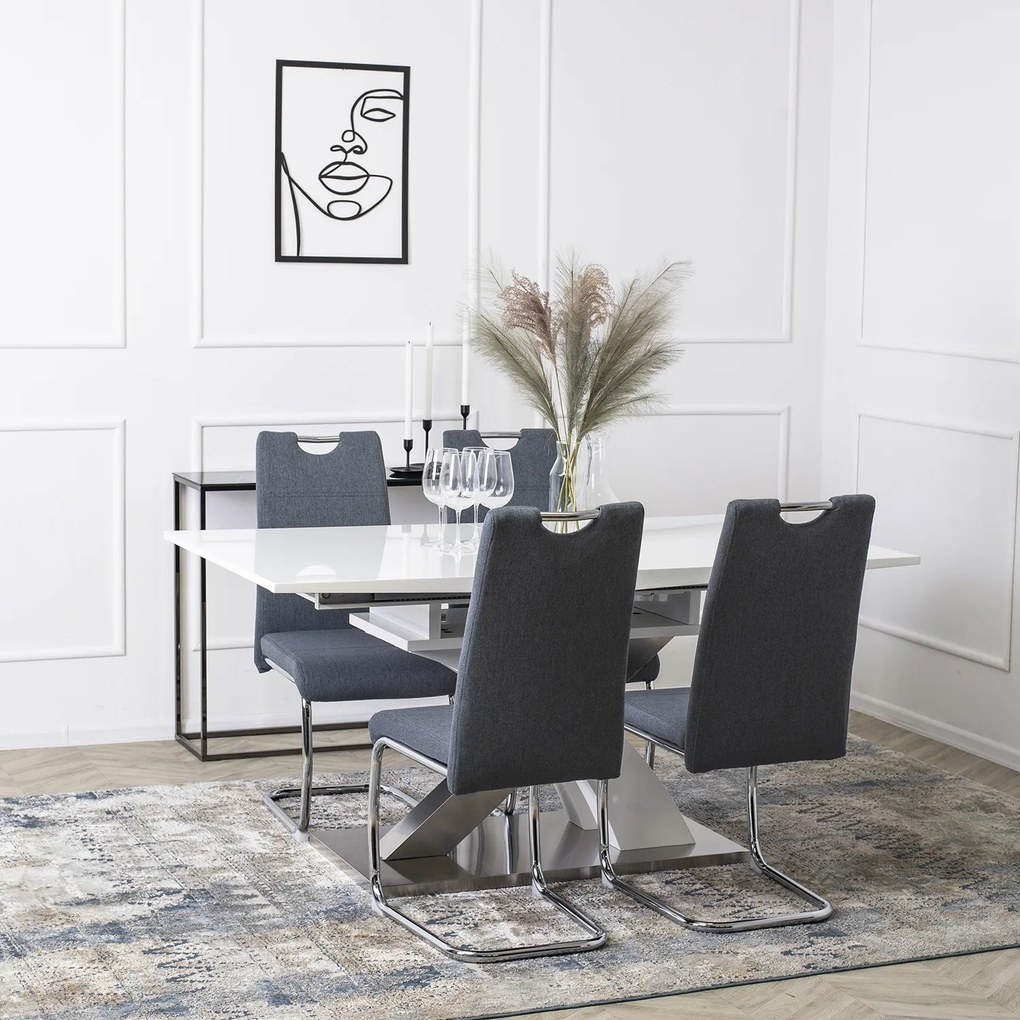 Krzesło Tapicerowane do Jadalni LOPEZ Ciemnoszare Na Płozach Nowoczesne