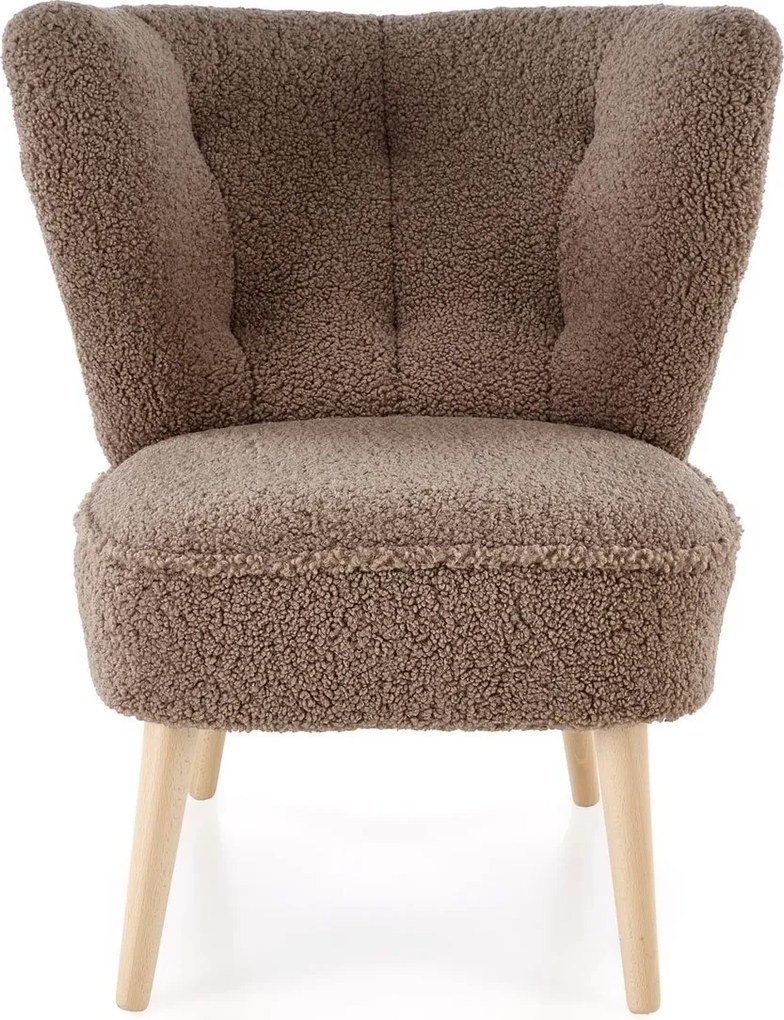 Fotel tapicerowany tkaniną typu baranek Mocca Halmar