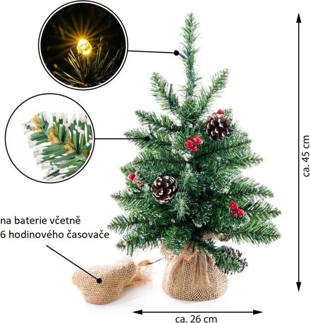 Choinka z oświetleniem - 45 cm, 20 diod LED