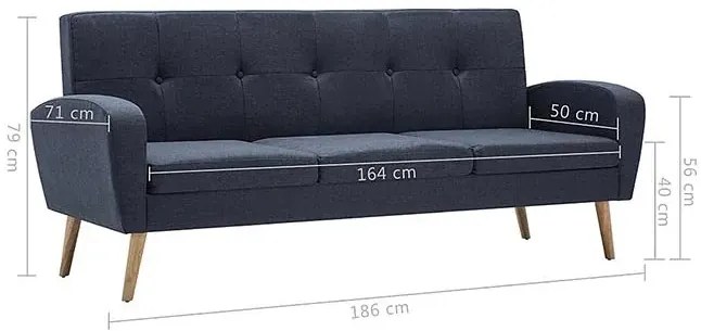 Trzyosobowa sofa pikowana ciemnoszara - Anita 3Q