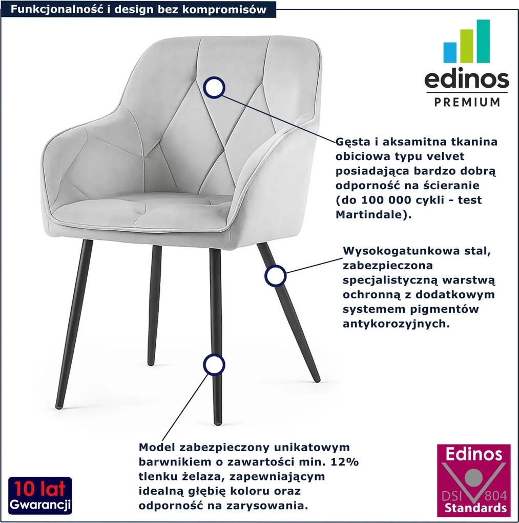 Zestaw 2 jasnoszarych krzeseł tapicerowanych welurem T4-Z89