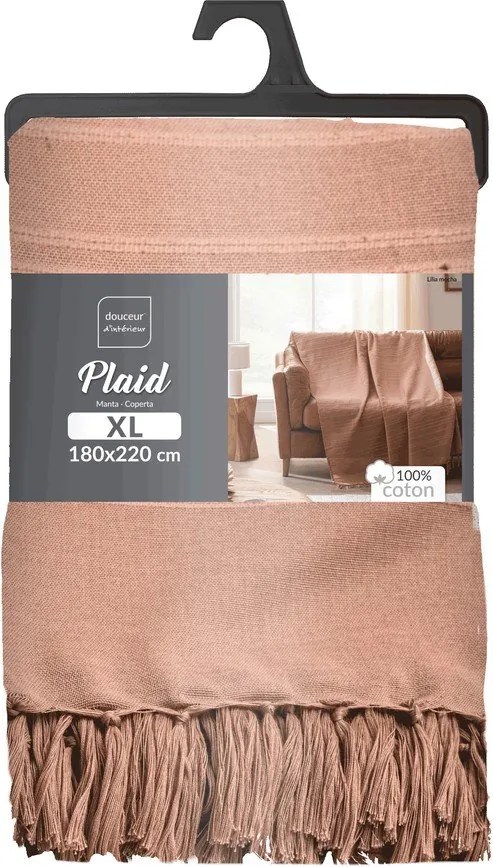 Bawełniana narzuta w kolorze terakoty 180x220 cm Lilia – douceur d'intérieur