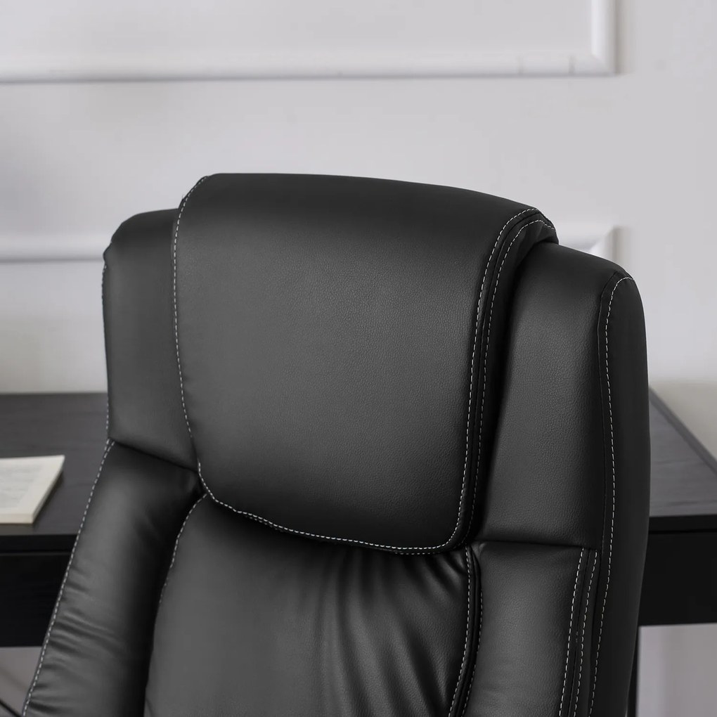 Fotel Biurowy Gabinetowy Obrotowy BRAVO Czarny Ekoskóra Nowoczesny