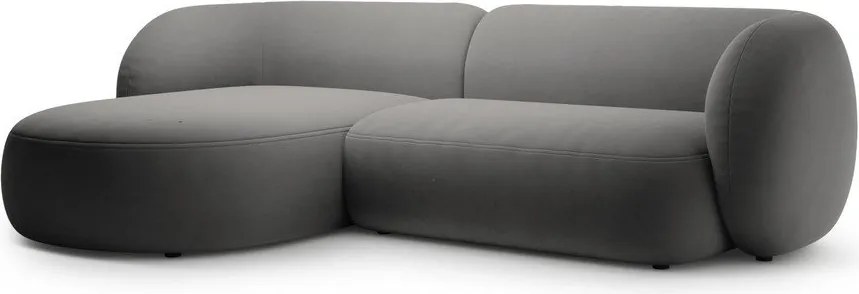 Ciemnoszary aksamitny narożnik (lewostronny/z szezlongiem) Kate – Micadoni