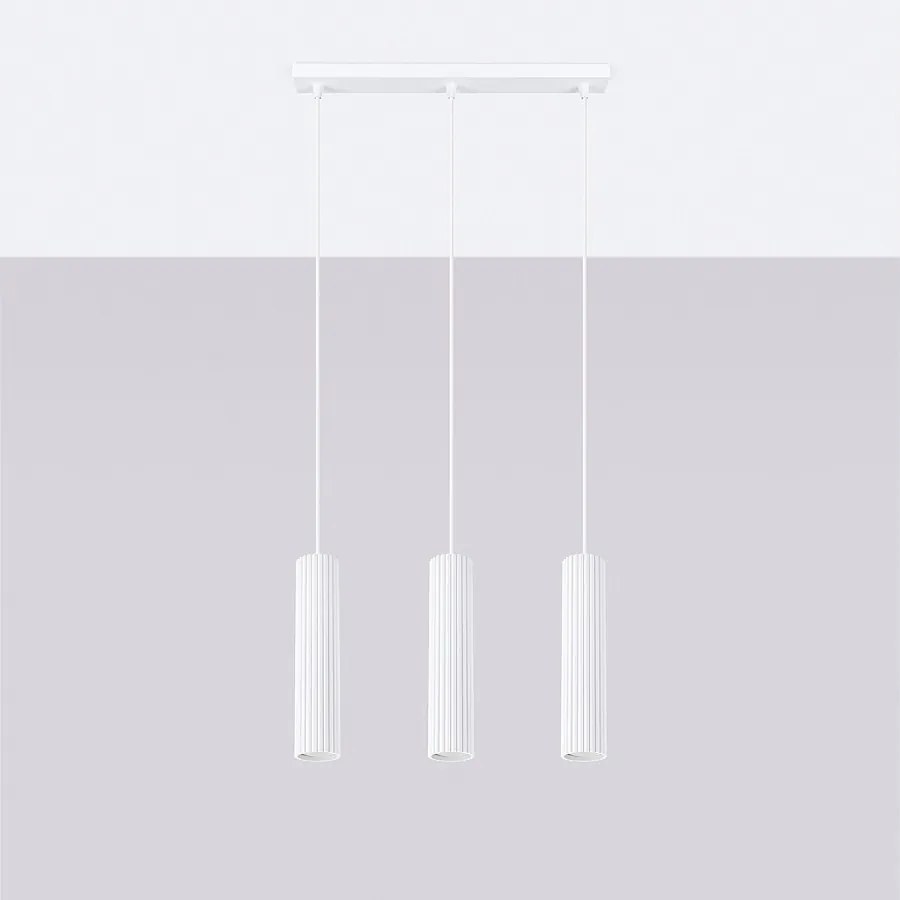 Lampa wisząca minimalistyczny Gloow, aluminium - 3 źródło światła 4000K - L.45 x H.98 cm - biały