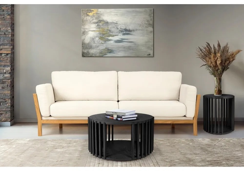 Czarny stolik z drewna dębowego Woodman Drum, ø 83 cm