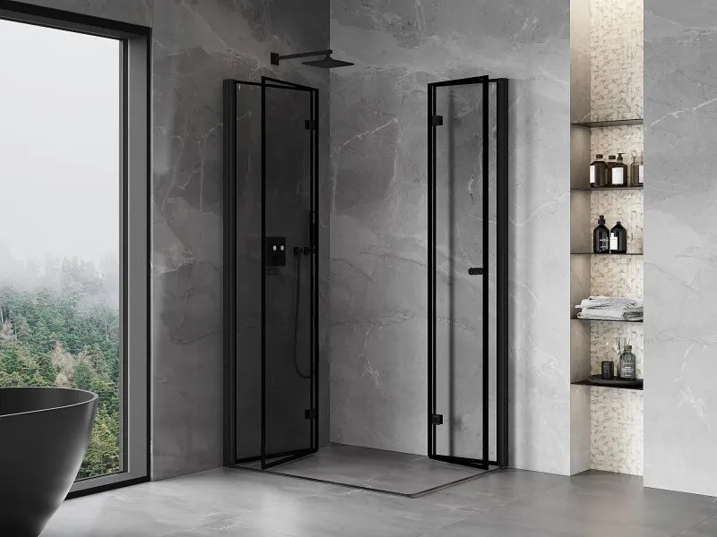Mexen Mist-F Duo kabina prysznicowa składana lewa 110 x 90 cm, czarna ramka, czarna - 8A6-110L-090P-70-70
