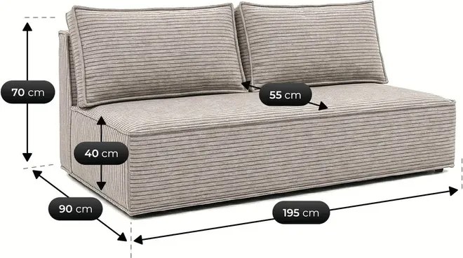 Sofa z Funkcją Spania MAVIA Beżowa Sztruksowa Japandi