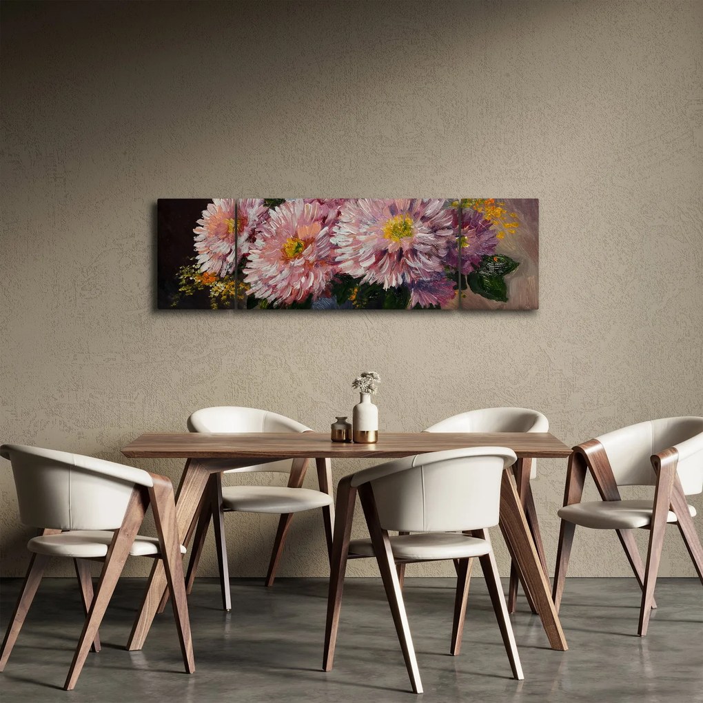 Obraz - Obraz olejny, Kwiaty w wazonie (170x50 cm)