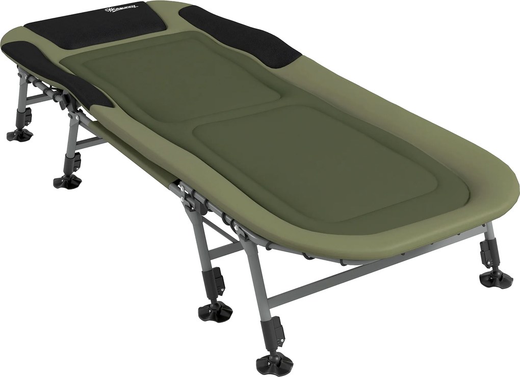 Outsunny Łóżko Polowe do Kempingu, 200 x 85 x 40-55 cm, Zielone