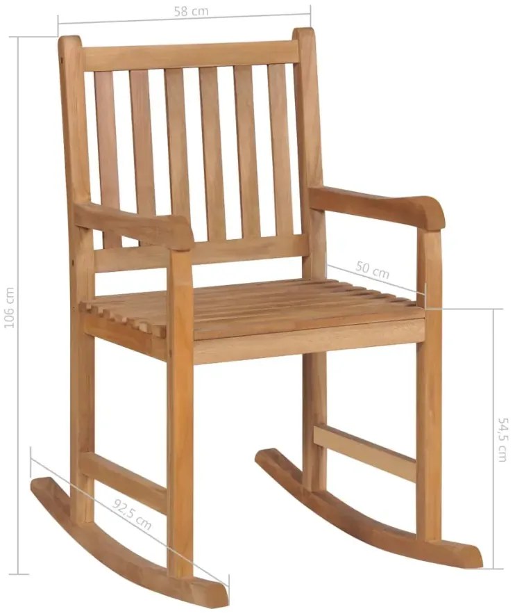 Drewniany bujany fotel z zieloną poduszką S0-T27