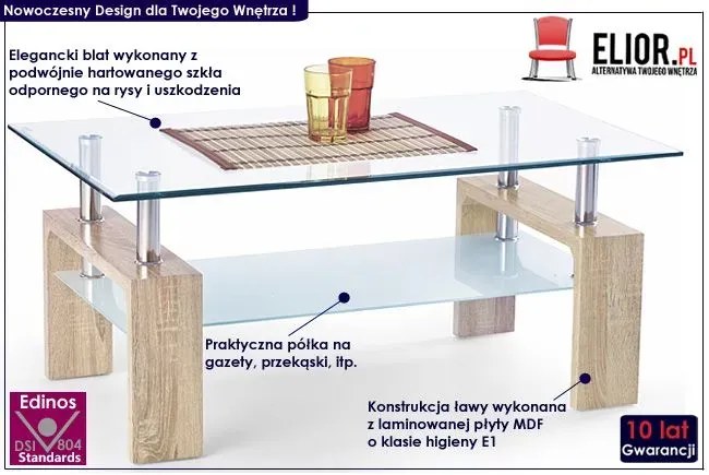 Nowoczesna Ława Biały Szklana Połysk E5-D87