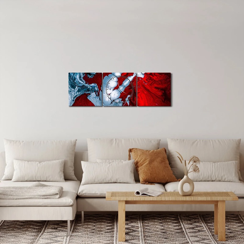 Obraz abstrakcyjnych plam (z zegarem) (90x30 cm)