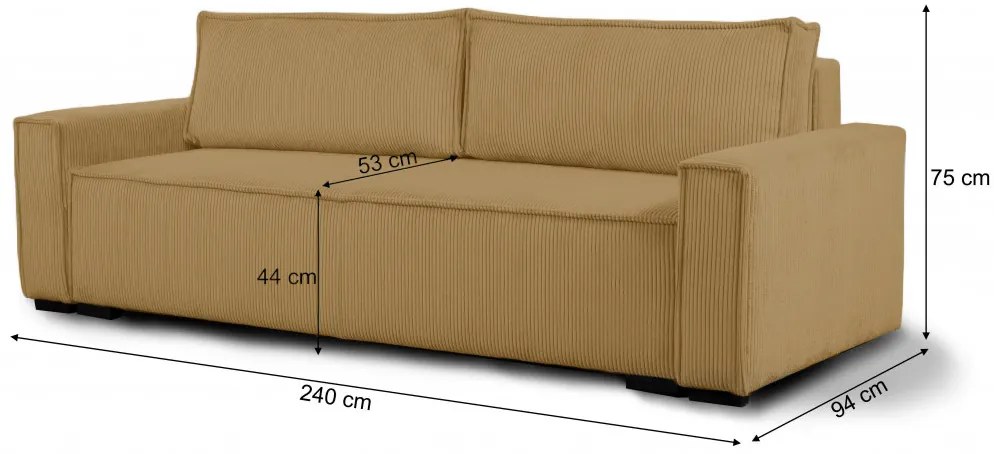 Trzyosobowa sofa rozkładana SMART musztardowa