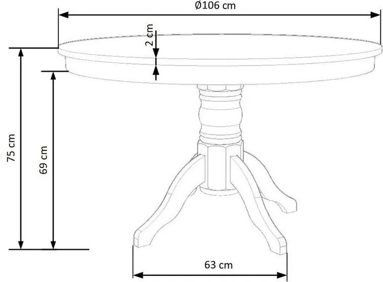 Okrągły stół Gloster na drewnianej nodze
