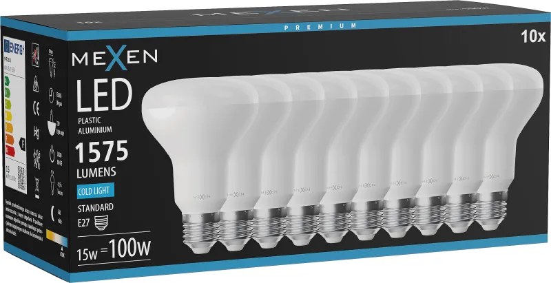 Mexen Nova 10x żarówka LED E27, R80, 15W, Zimna - 6500K, 1575 lm - L105-E27-1565-01x10