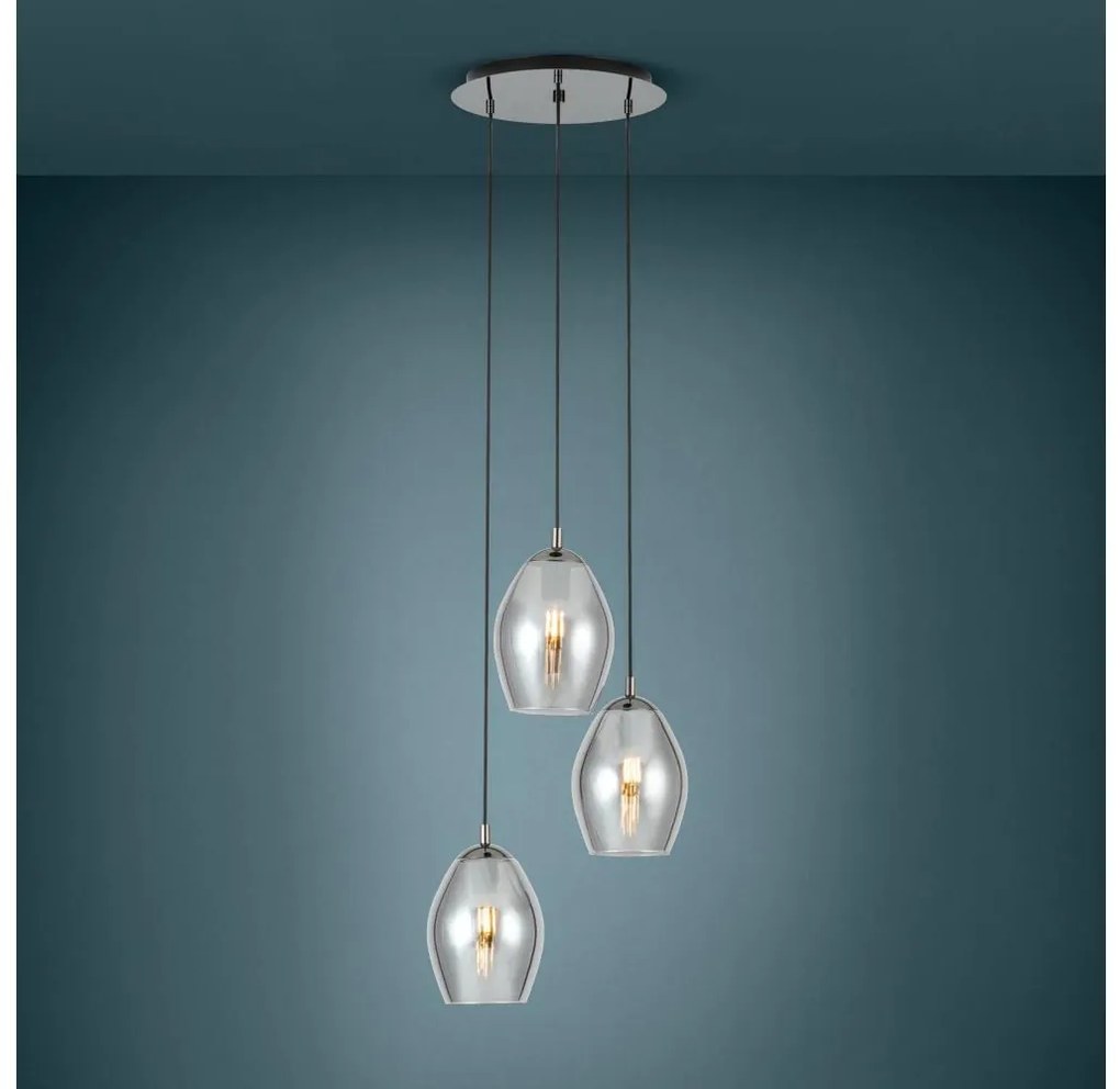 Eglo 39565 - Żyrandol na lince ESTANYS 3xE27/60W/230V dymny