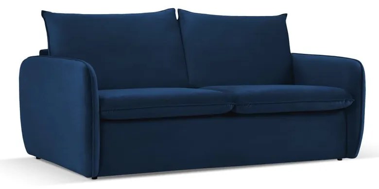 Ciemnoniebieska aksamitna rozkładana sofa 194 cm Vienna – Cosmopolitan Design