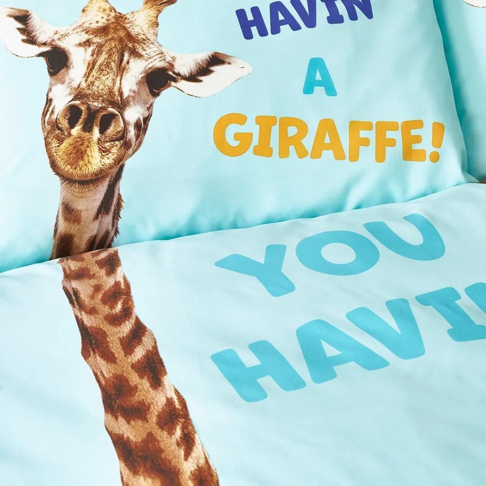 Turkusowa pościel dziecięca jednoosobowa 135x200 cm Havin A Giraffe – Catherine Lansfield