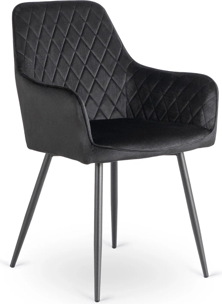 Zestaw Stół Prostokątny Rozkładany HAMPTON 160-240 cm Dąb Rustykalny/Czarny i 4 Krzesła Tapicerowane BRESSO Czarne Welurowe