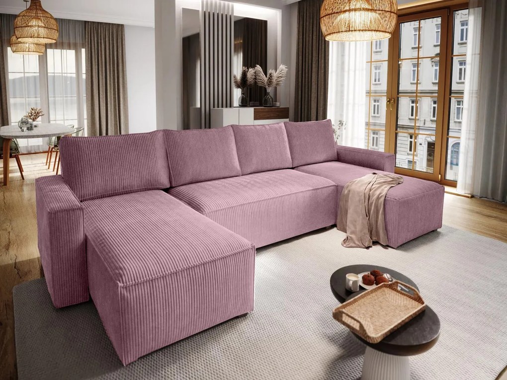 Narożnik w kształcie U SMART COSARO 295x140 cm, jasnofioletowy