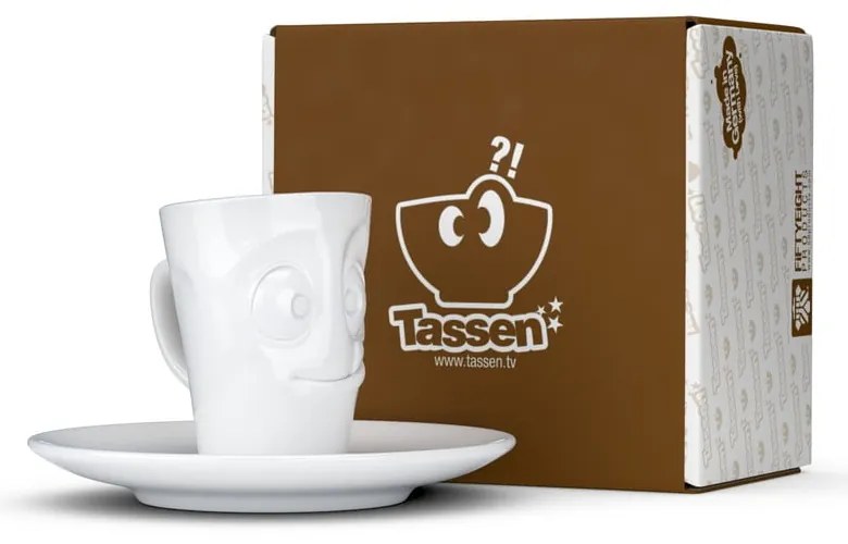 Biała łakoma porcelanowa filiżanka do espresso ze spodkiem 58products, 80 ml