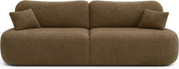 Sofa AVERIO Rozkładana Dwuosobowa Brązowa Boucle Japandi
