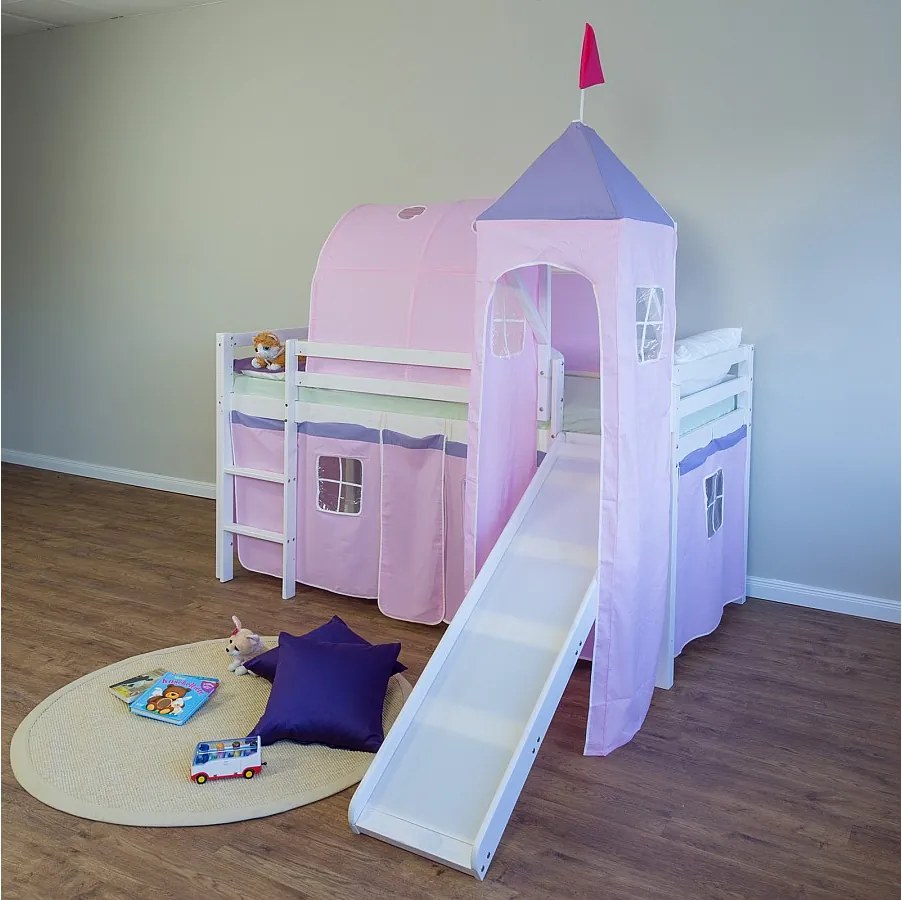 Łóżko piętrowe 90x200 cm różowe 1496