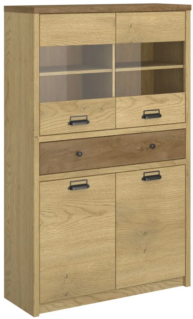 Niska witryna do salonu loft dąb cremona + dąb lefkas F2-S18