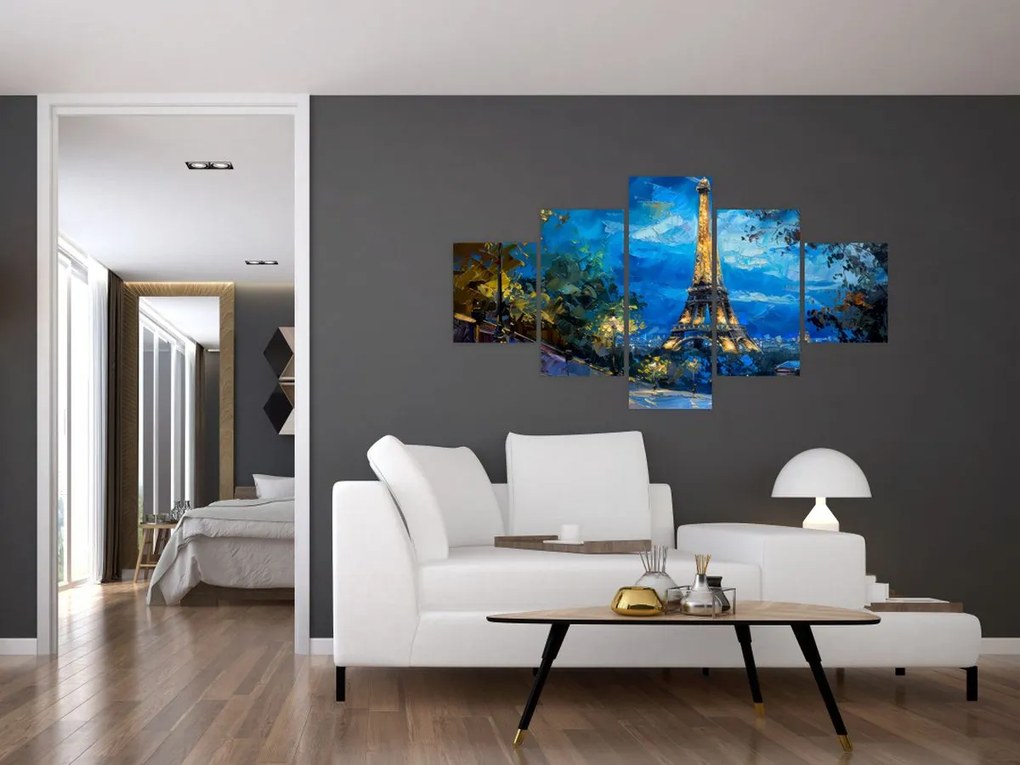 Obraz - Obraz olejny przedstawiający wieżę Eiffla (125x70 cm)