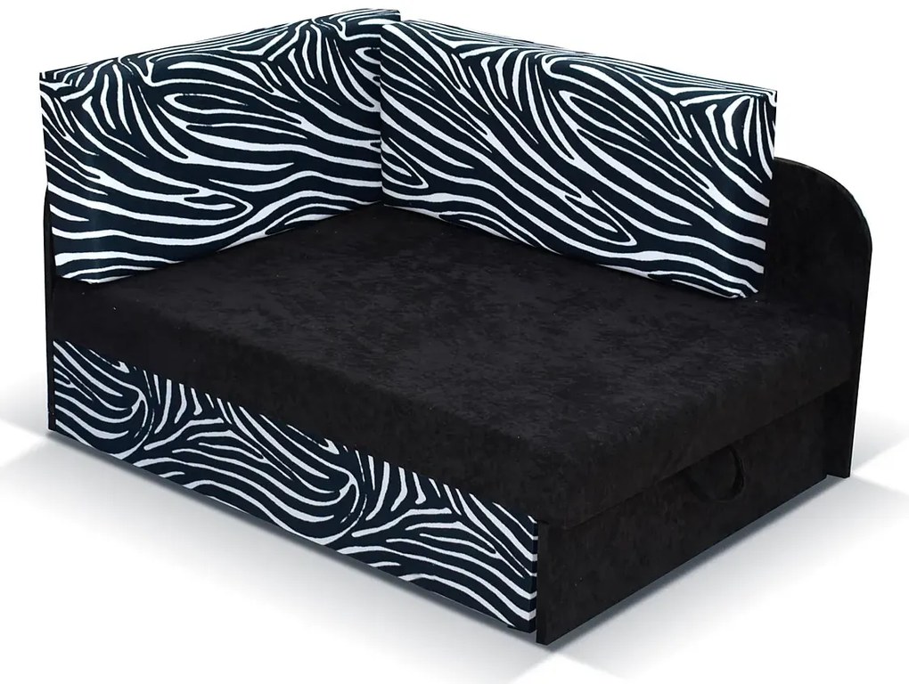 Czarno-biały tapczan kubuś z motywem zebry K7-N31